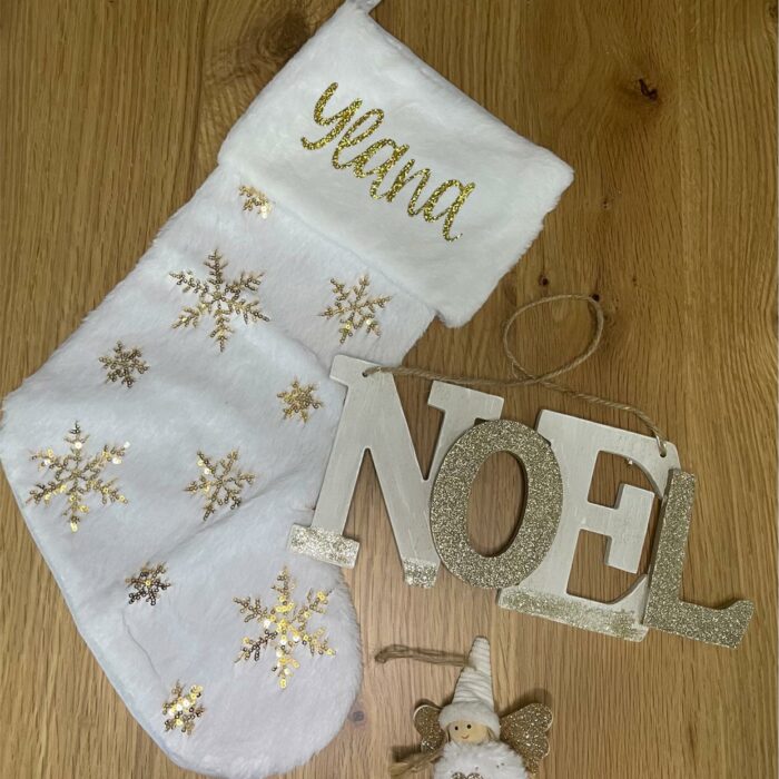Chausson de noël doré personnalisable