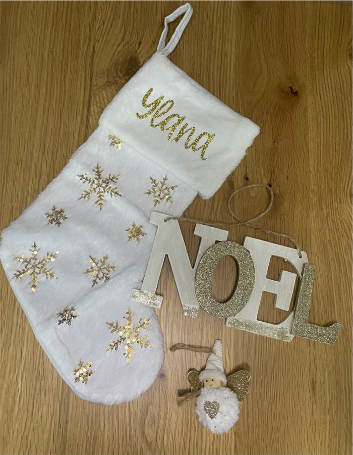 Chausson de noël doré personnalisable