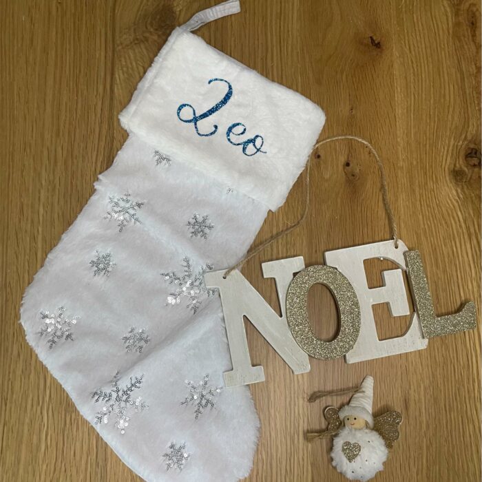 Chausson de noël argenté personnalisable