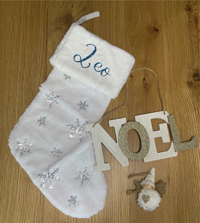 Chausson de noël argenté personnalisable