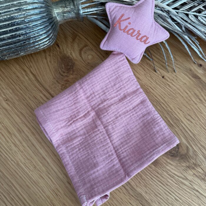 Doudou étoile rose personnalisable