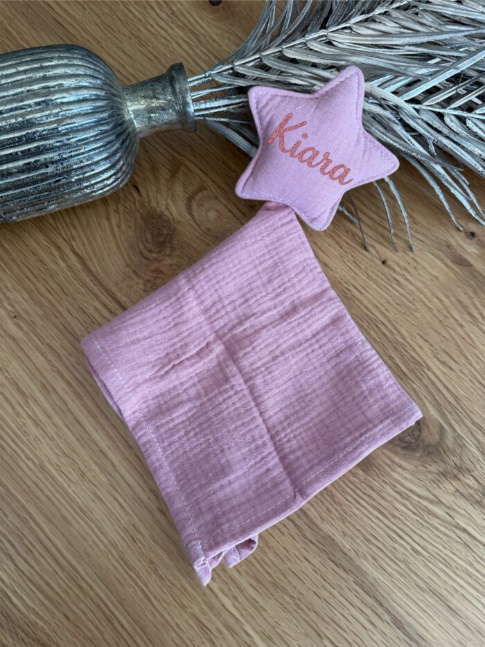 Doudou étoile rose personnalisable