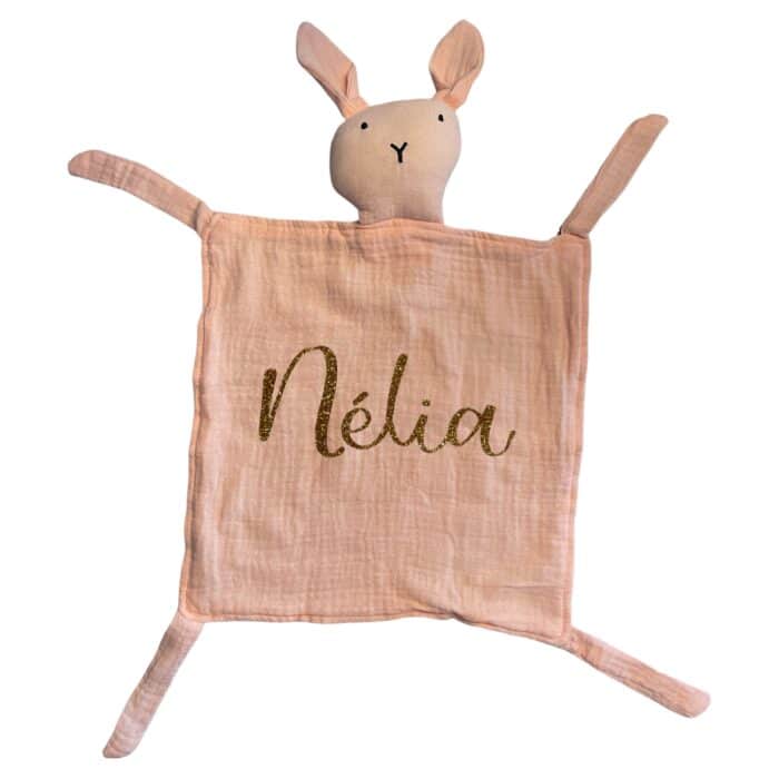 Coffret personnalisable couverture polaire légère, doudou lapin et attache tétine – Image 10