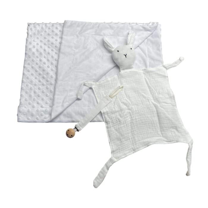 Coffret personnalisable couverture polaire légère, doudou lapin et attache tétine – Image 4