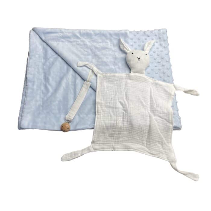 Coffret personnalisable couverture polaire légère, doudou lapin et attache tétine – Image 3