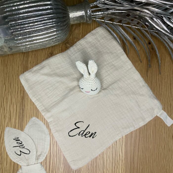 Coffret doudou + hochet beige personnalisable