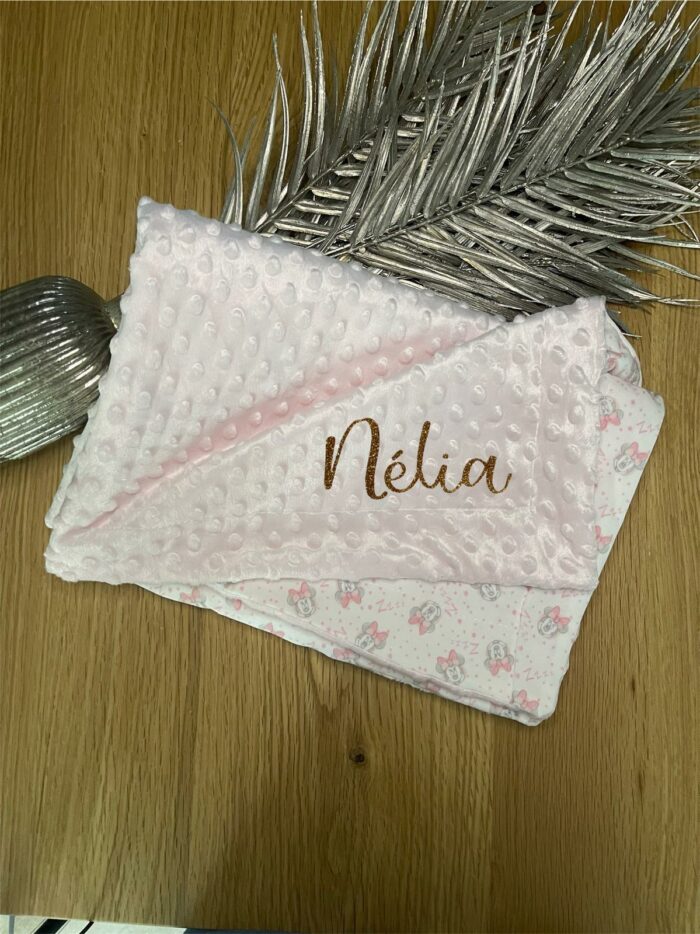 Couverture à bulles Minnie rose personnalisable