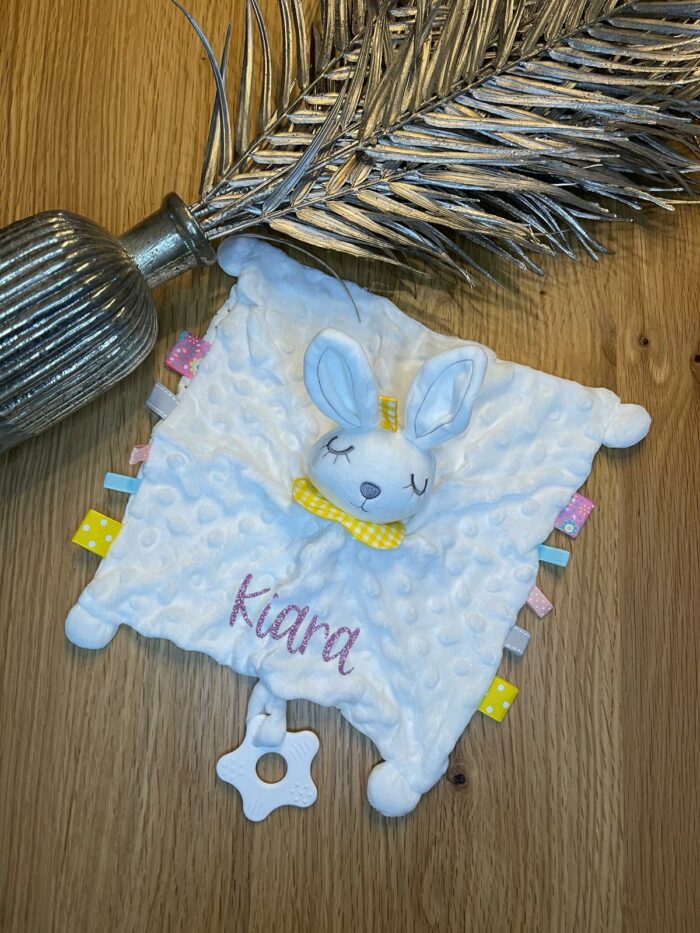 Doudou lapin blanc personnalisable