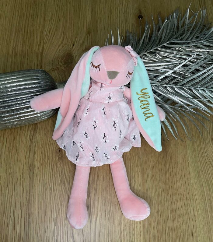 Doudou poupée lapin personnalisable