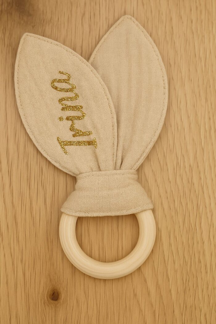 Hochet beige personnalisable