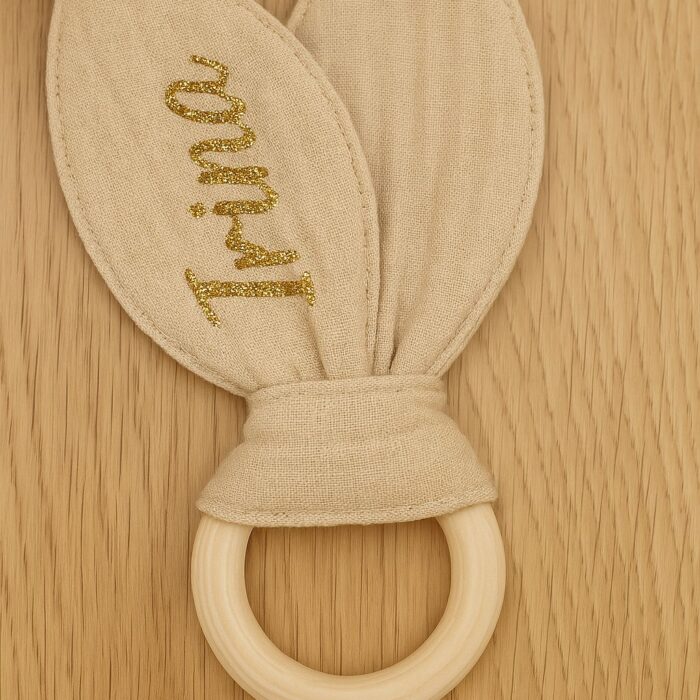 Hochet beige personnalisable