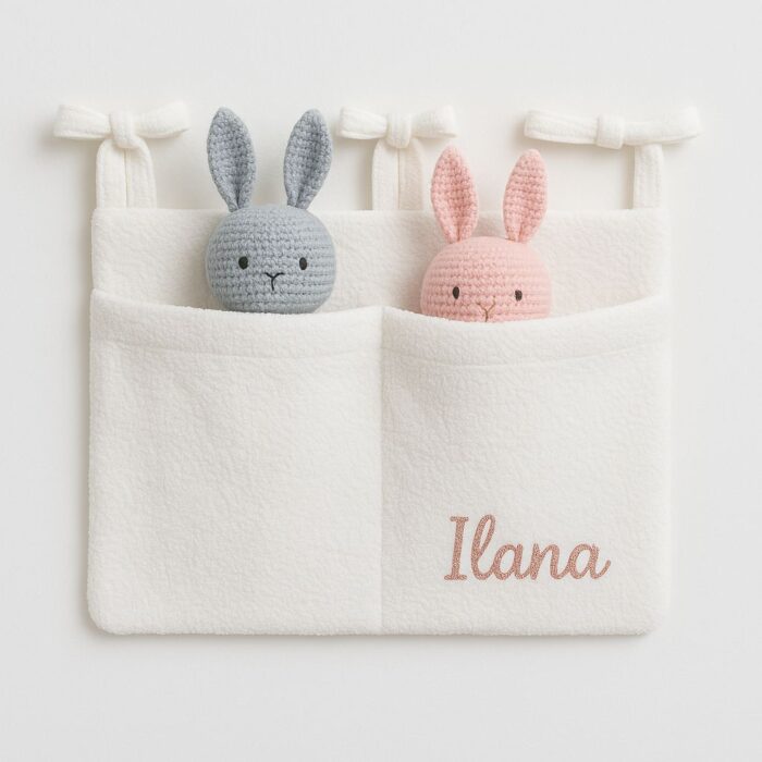 Rangement suspendu lit bébé blanc personnalisable